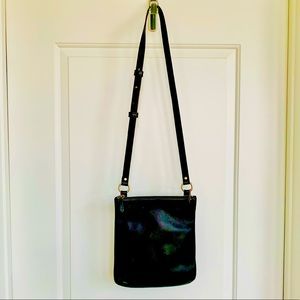 Authentic Natural Leather Crossbody bag black with silver hardware